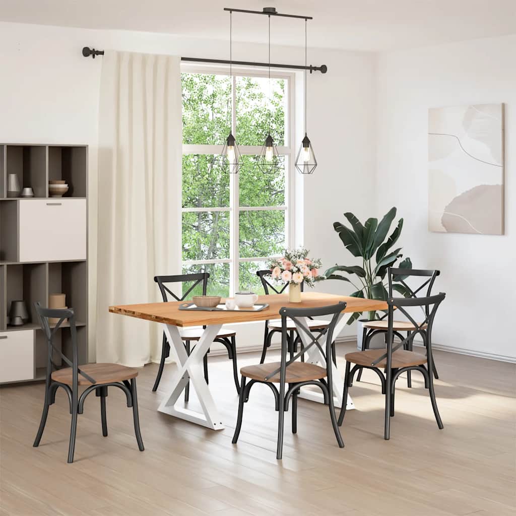 vidaXL Eettafel rechthoekig 180x100x74 cm massief eikenhout lichtbruin