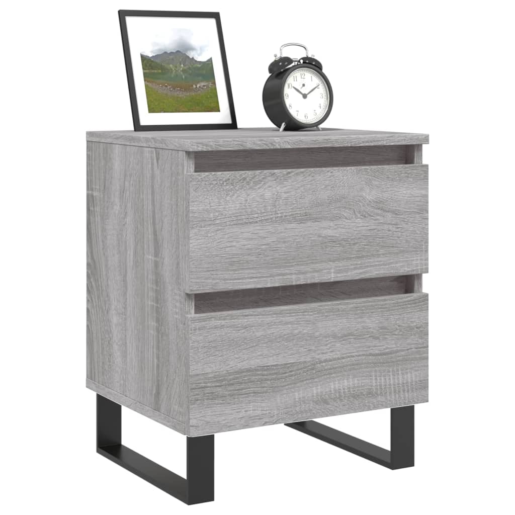 vidaXL Nachtkastjes 2 st 40x35x50 cm bewerkt hout grijs sonoma eiken