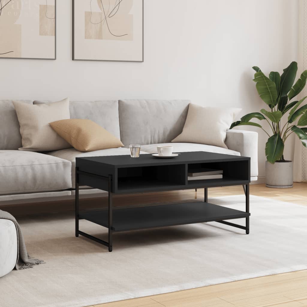 vidaXL Salontafel 90x50x45 cm bewerkt hout zwart