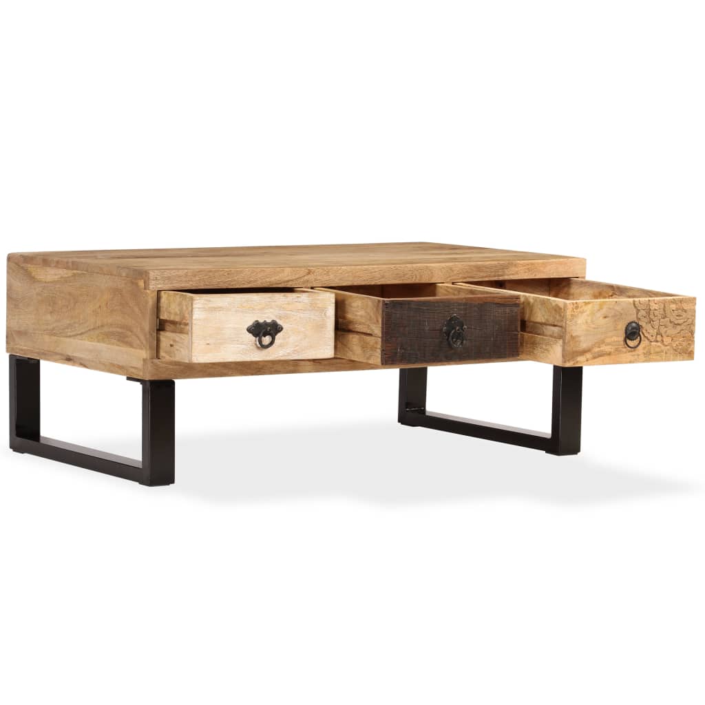 vidaXL Salontafel met 3 lades 90x50x35 cm massief mangohout