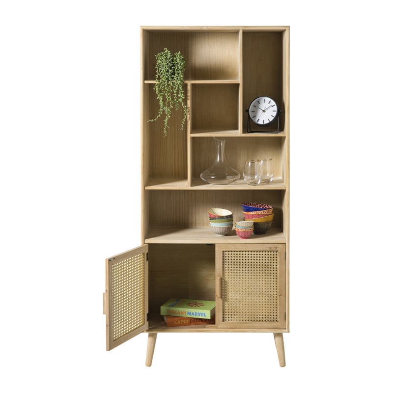 Xenos Vakkenkast Java met deuren - bruin - 170x70x33.5 cm