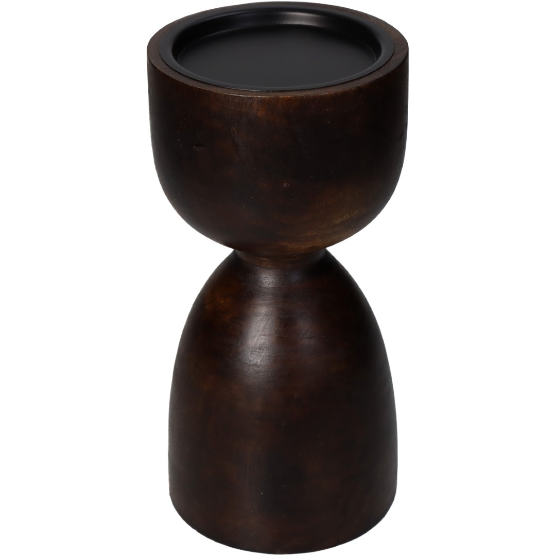 Hd collection Kandelaar hout bruin 10x10x20 cm - 