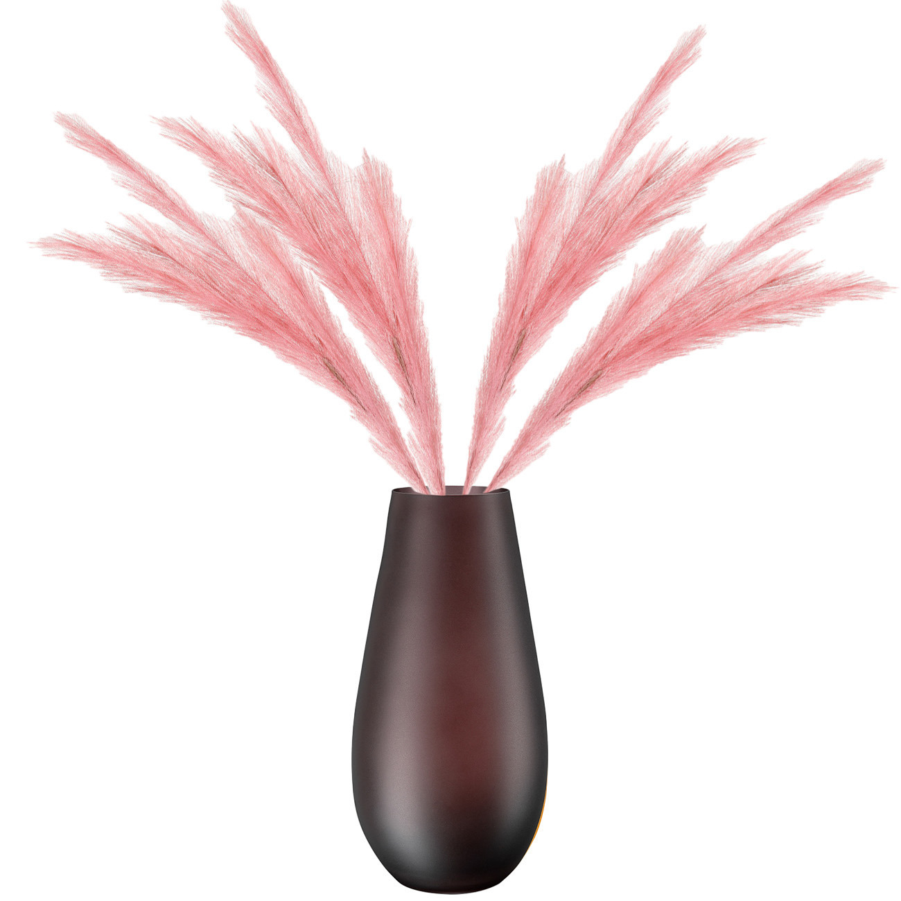 Merkloos Kunstbloemen bloemstuk pluimen boeket in vaas - roze/bruin tinten - 80 cm hoog -
