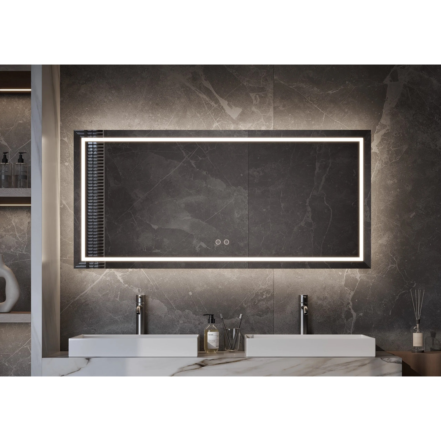 Martens & Meijer Spiegel  München Fade 80x70 cm met Directe & Indirecte Verlichting Rondom, Incl. Verwarming & Dimbare Touch