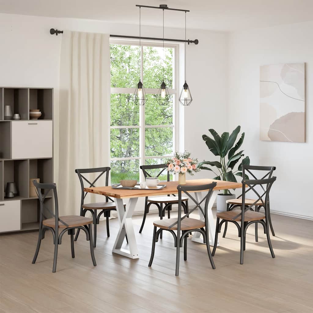 vidaXL Eettafel met natuurlijke rand 180x80x74 cm eikenhout lichtbruin