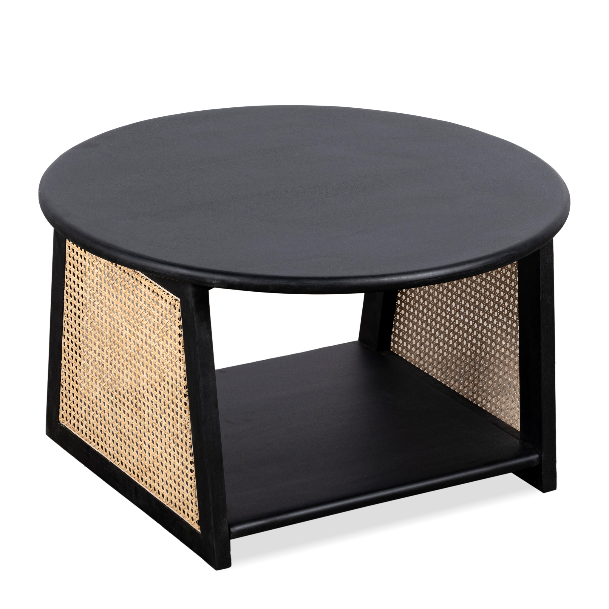 Lewis & Loft Salontafel Lene - Rond - Rotan - FSC-gecertificeerd mangohout - Zwart