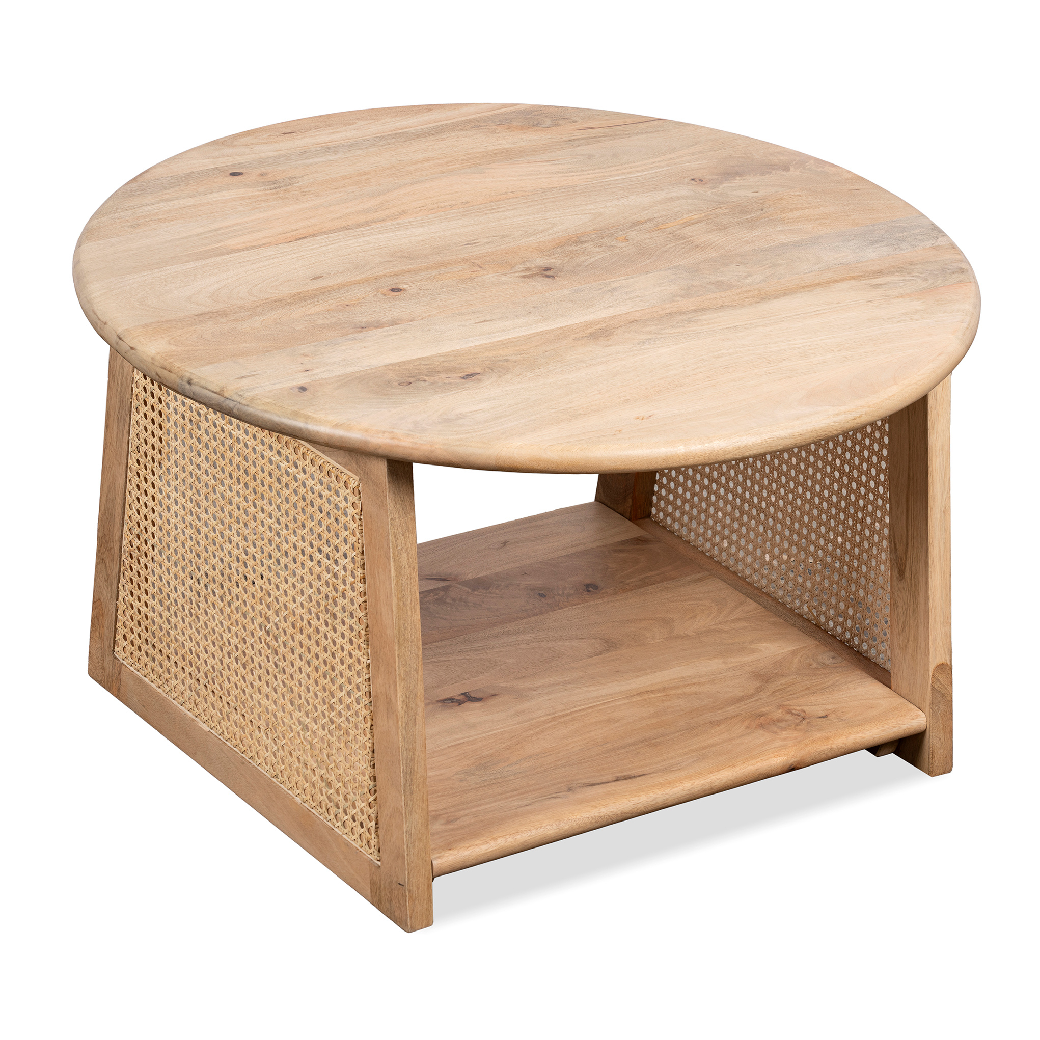 Lewis & Loft Salontafel Lene - Rond - Rotan - FSC-gecertificeerd mangohout - Naturel