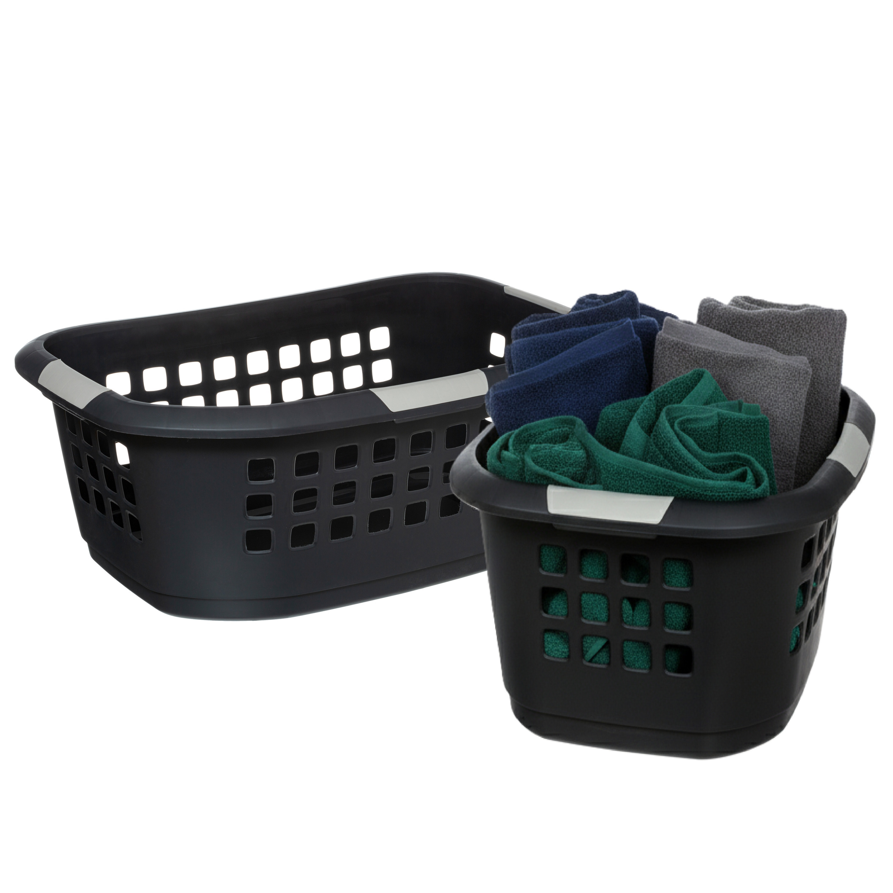 Benson Wasmand extra groot - 2x - antraciet - kunststof - 51 liter - 67 x 47 x 27 cm -