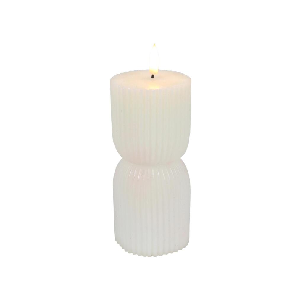 LED Kaars Ribbel 7x15 cm Wit