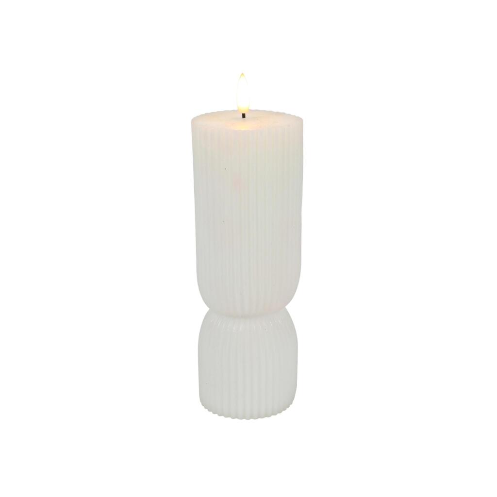 LED Kaars Ribbel 7x20 cm Wit