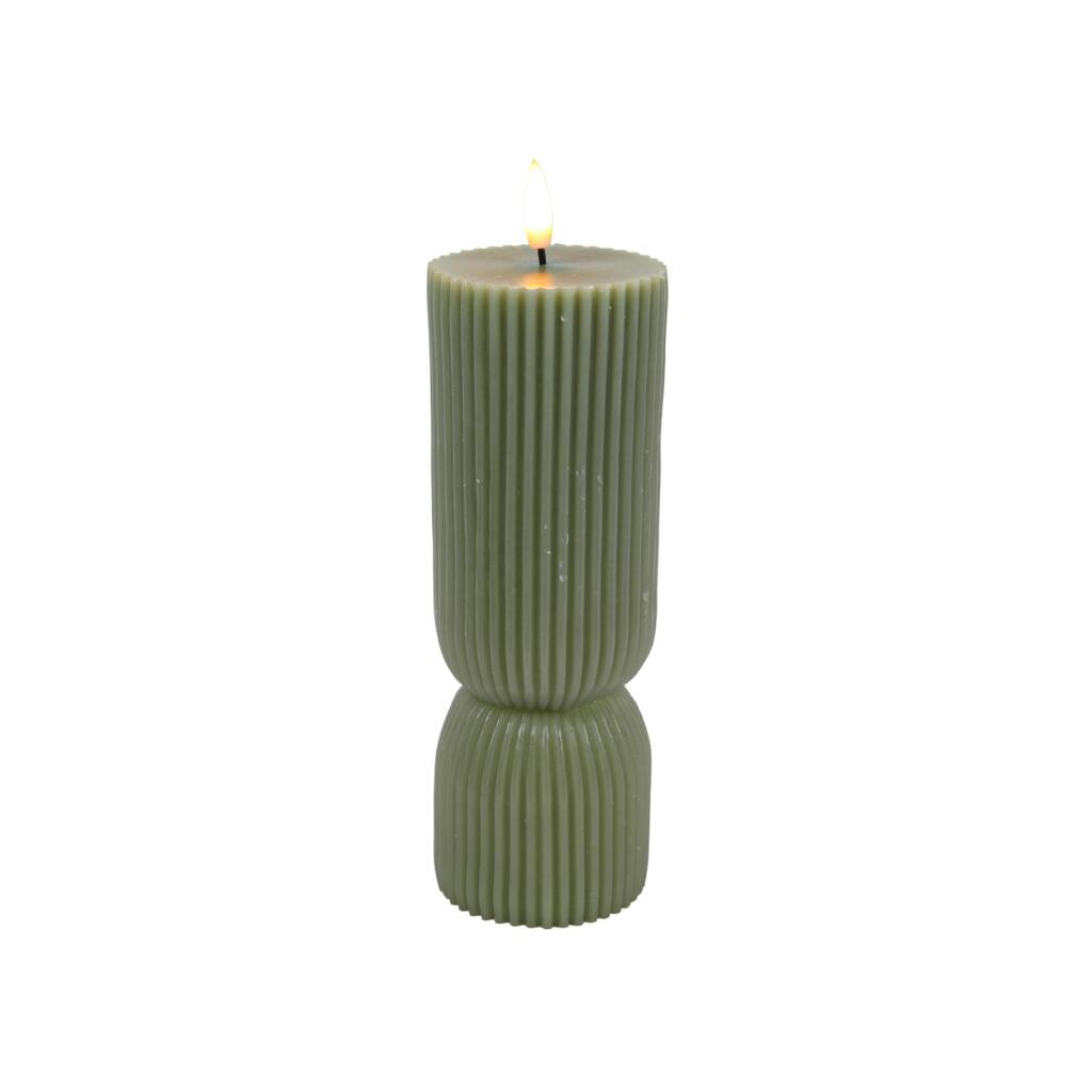 LED Kaars Ribbel 7x20 cm Groen