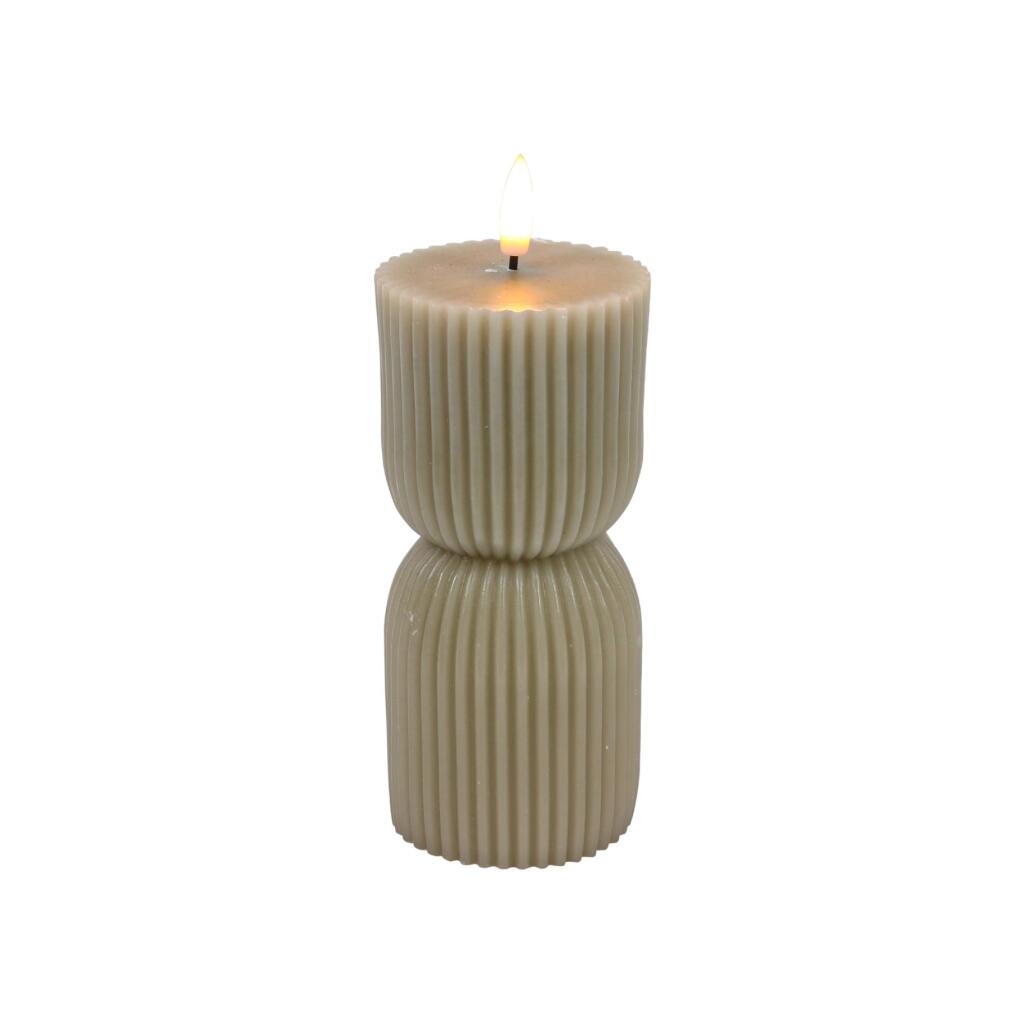 LED Kaars Ribbel 7x15 cm Taupe