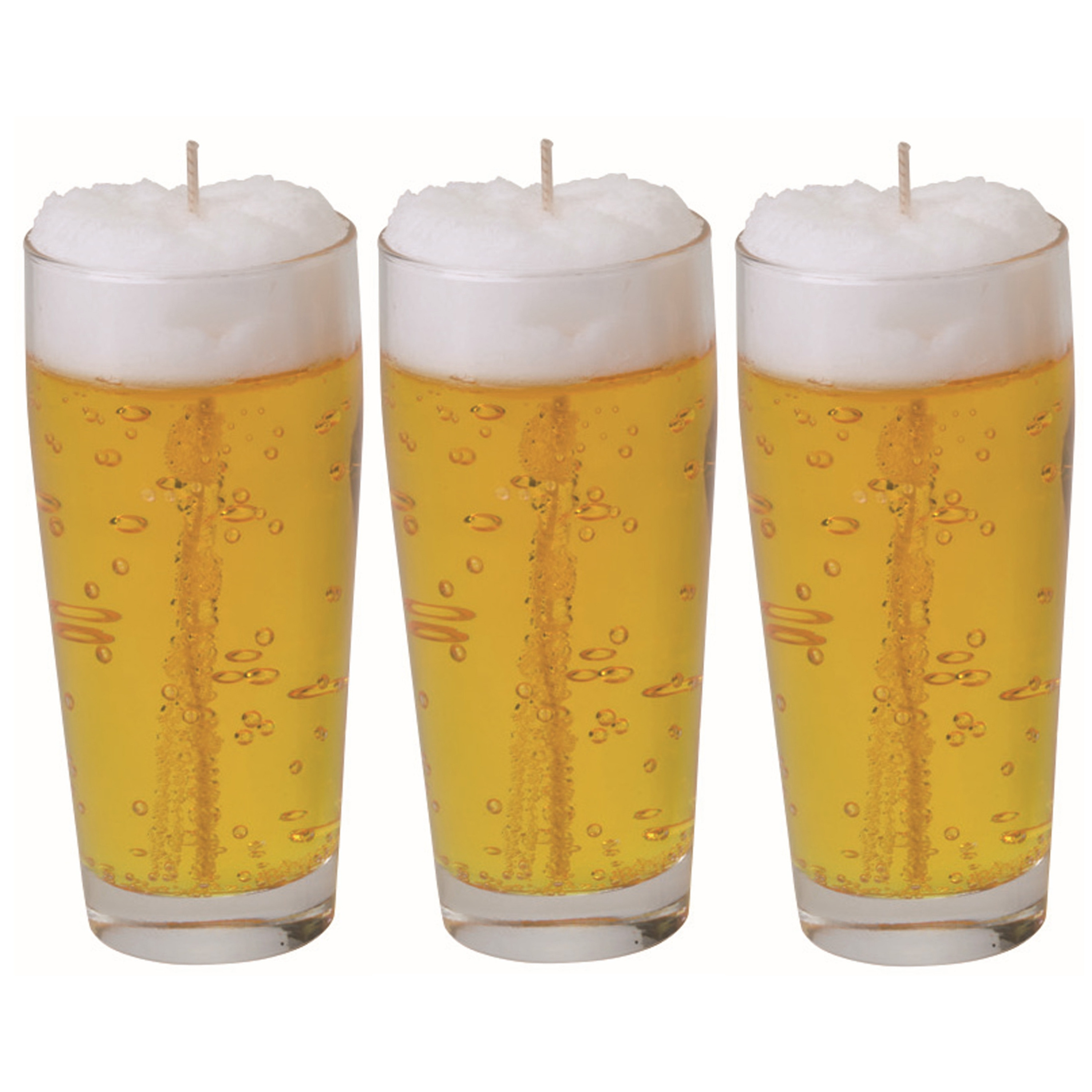 Merkloos Bierkaars - 3x - bier fluitje - H13 cm/D5 cm - Bierglas gadget/kado - kaars -