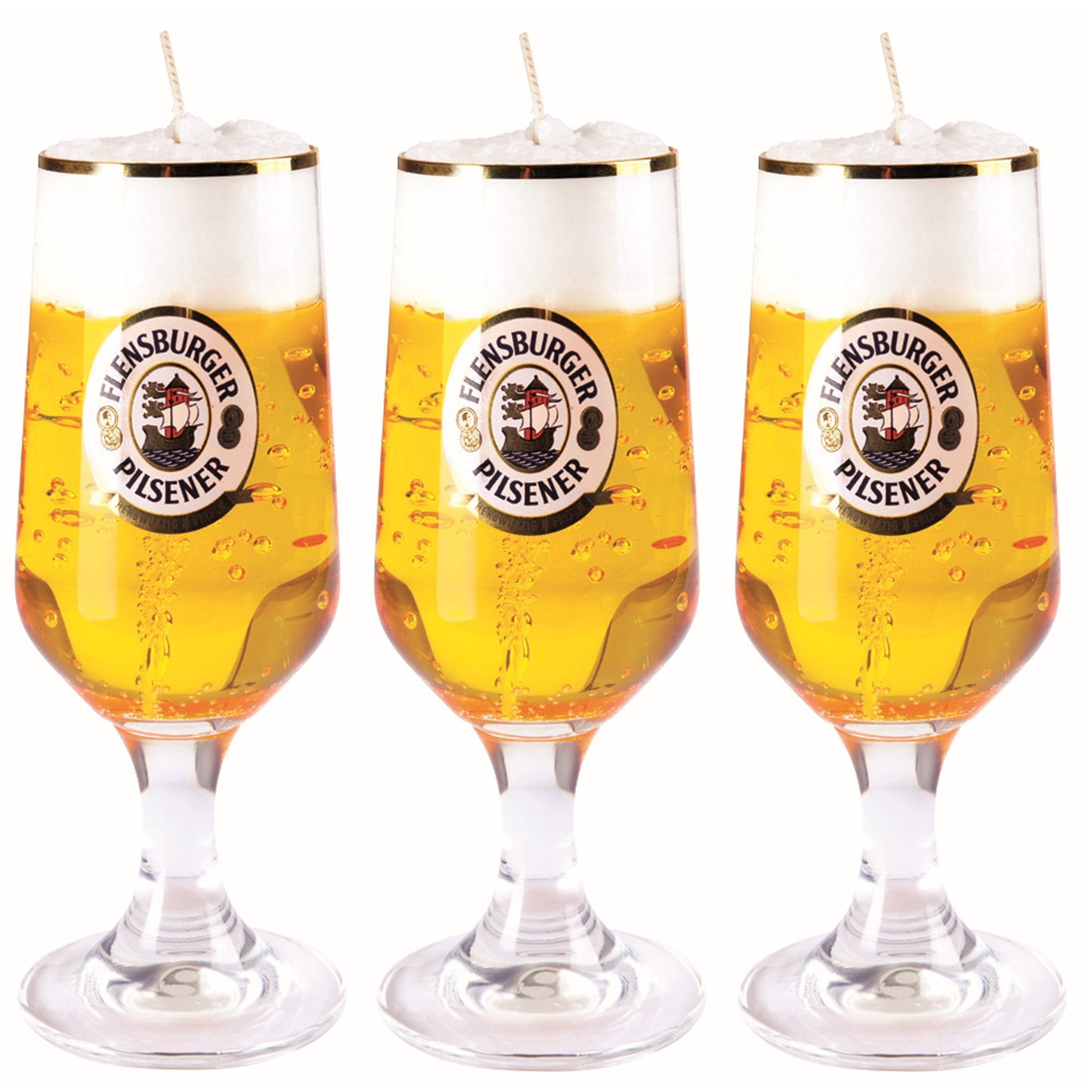 Merkloos Bierglas kaars - 3x - Duits bier - 20 cm - Bierkaars cadeau - Vaderdag en verjaardag gadget -