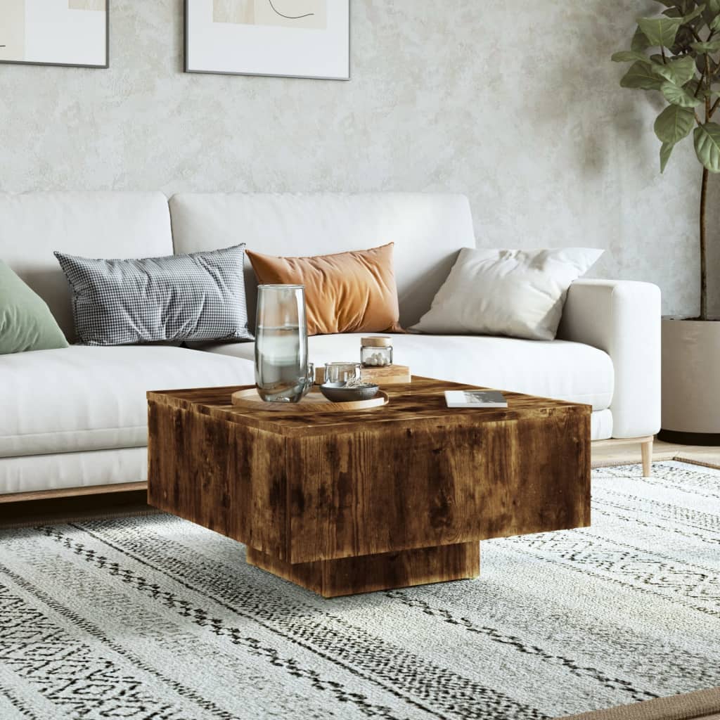 vidaXL Salontafel 60x60x31,5 cm bewerkt hout gerookt eikenkleurig