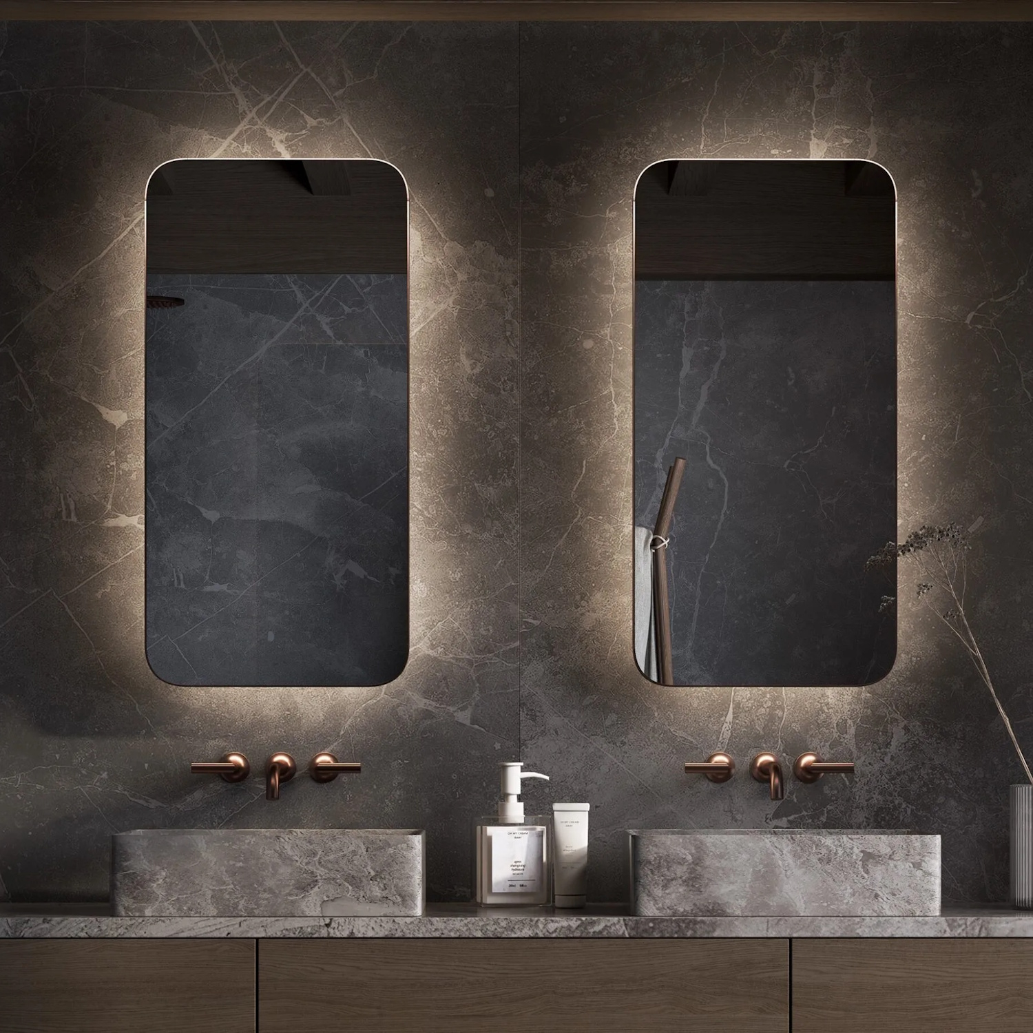 Martens & Meijer Spiegel  Vegas 45x90 cm met Indirecte Verlichting, Dimbare Sensor & Spiegelverwarming Mat Wit
