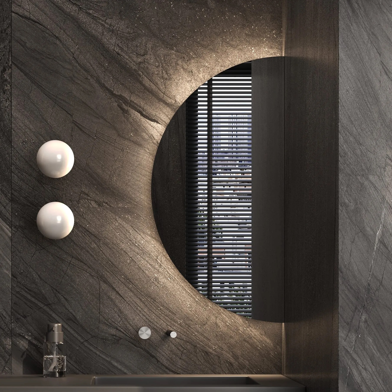 Martens & Meijer Toiletspiegel  Sun 40x80 cm Incl. Indirecte Verlichting Ronde Zijde, Beide Kanten te Bevestigen