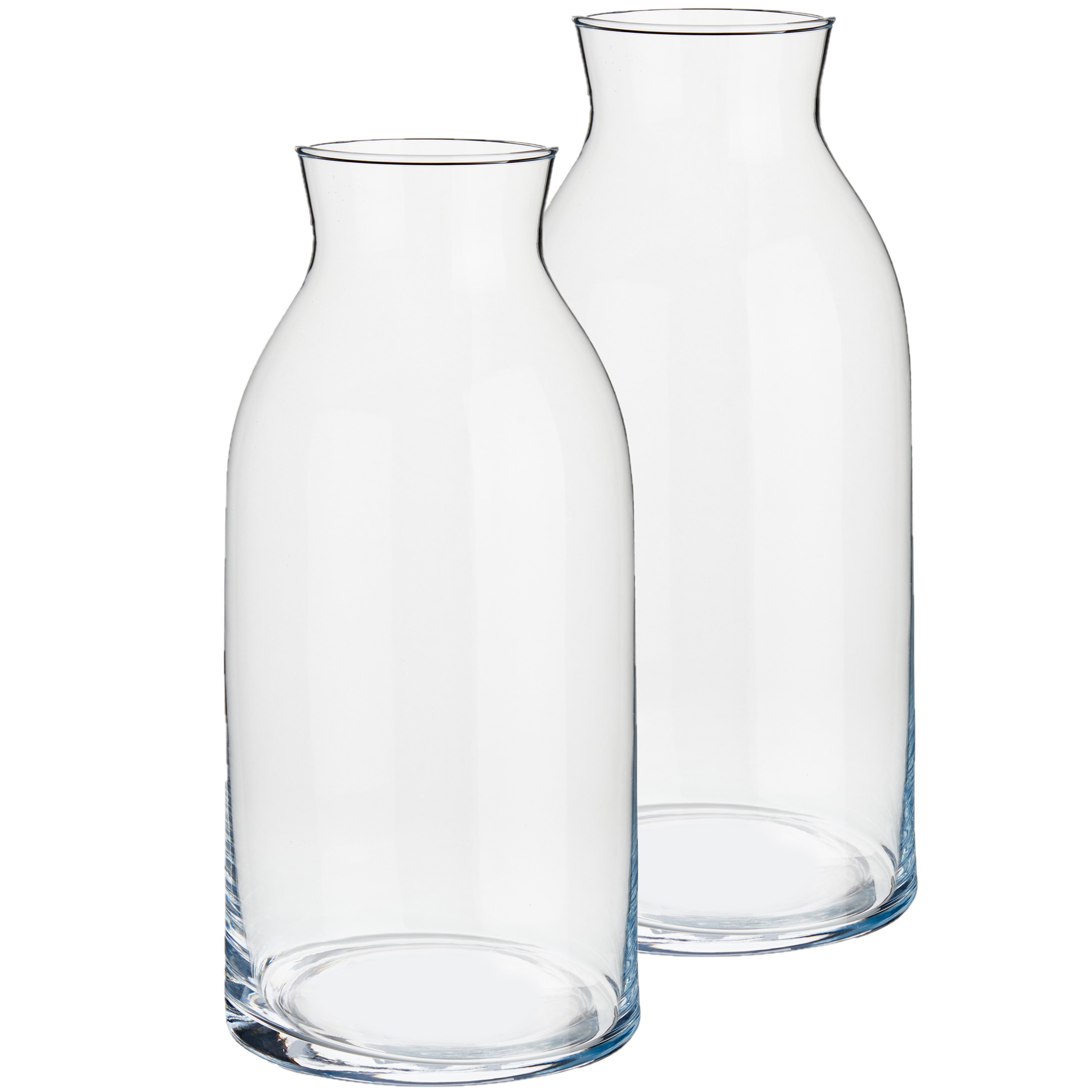 Arte r Giftdecor Bloemenvaas - Set van 2x stuks - van glas - 15 x 31 cm - Glazen transparante cilinder vaze -