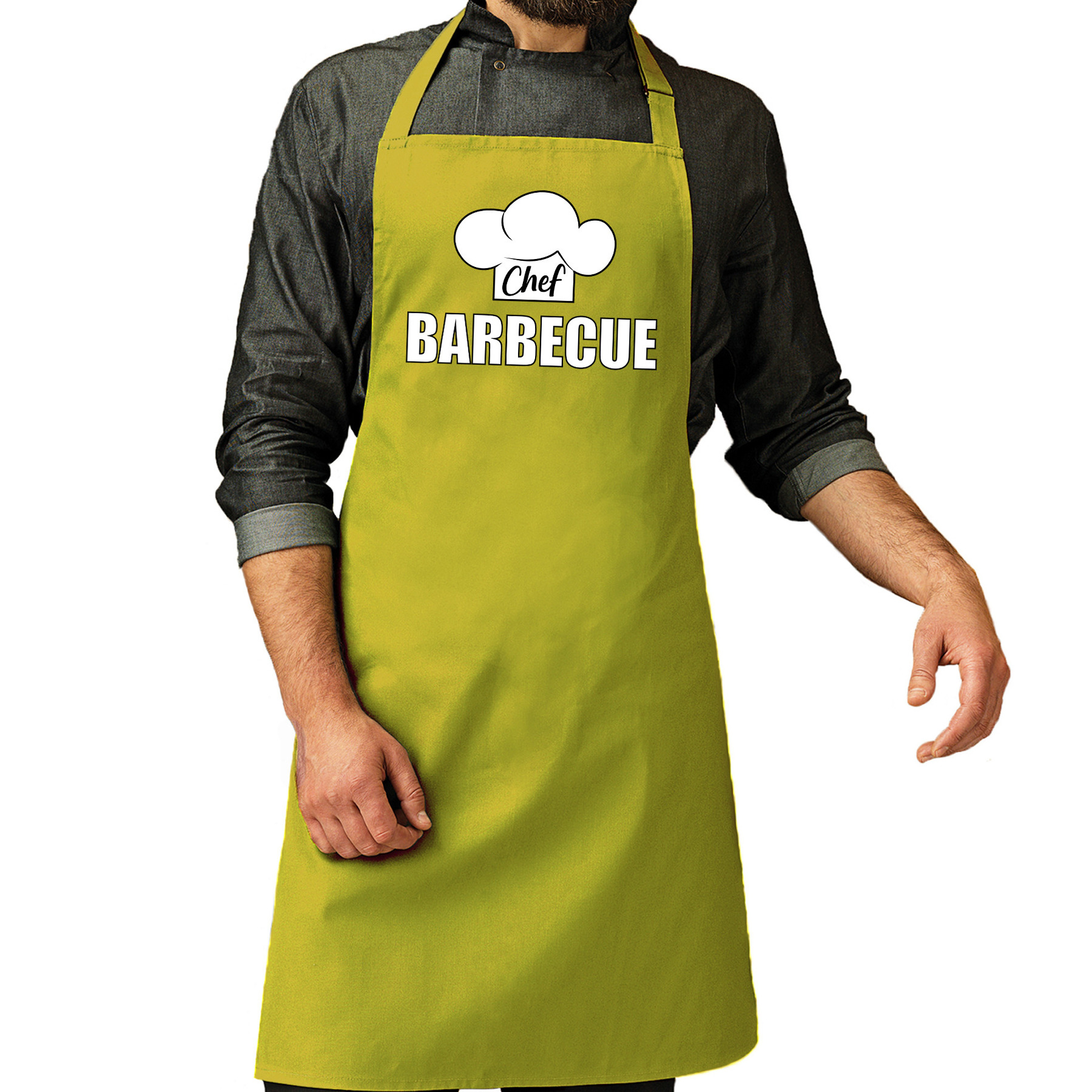 Bellatio Decorations Chef barbecue schort - keukenschort - groen - voor heren