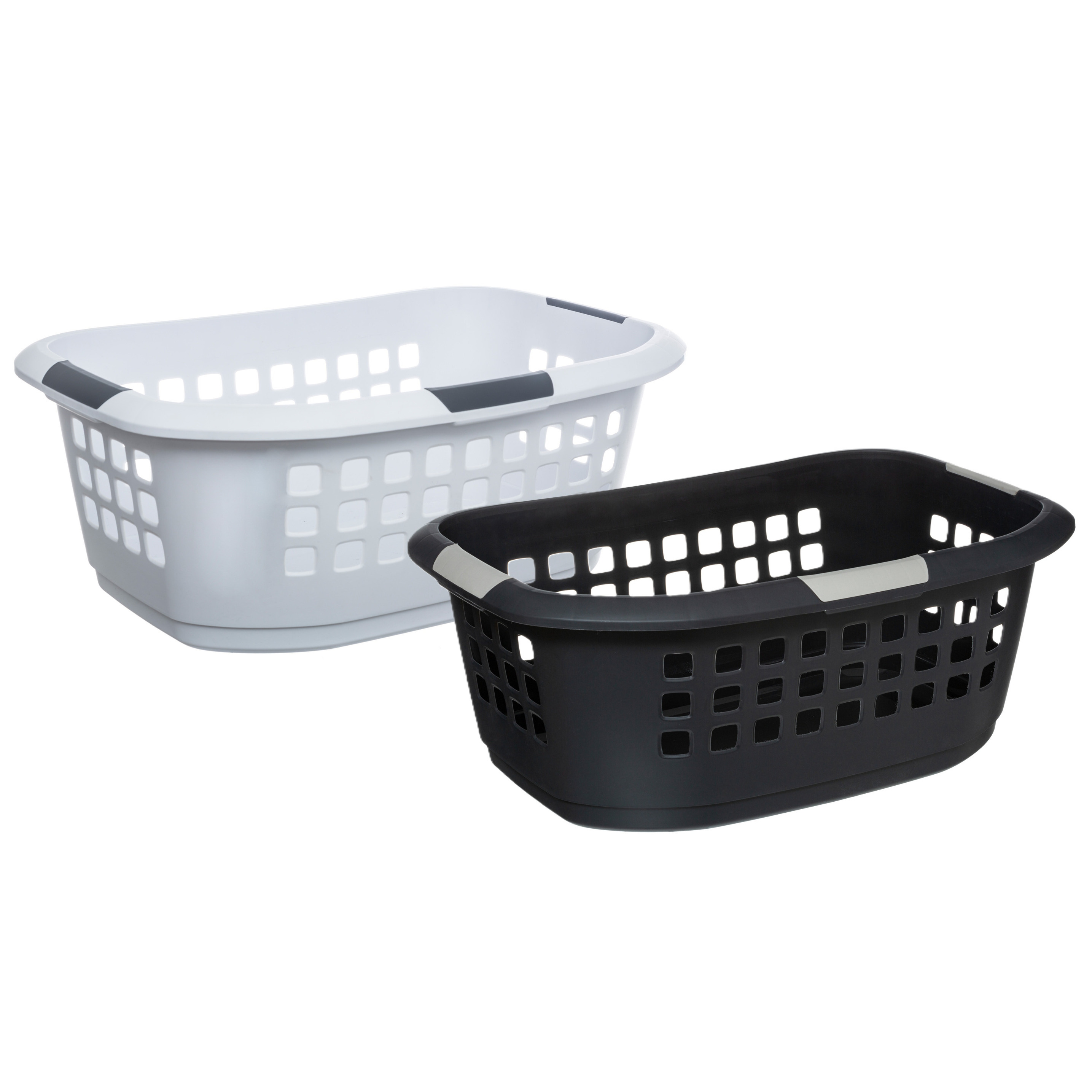 5five Wasmanden set - 2 stuks - extra groot - antraciet/wit - kunststof - 51 liter - 67 x 47 x 27 cm -
