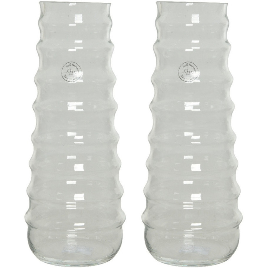 Decoris Bloemenvaas handgemaakt - 1x - glas - 15 x 35 cm - vazen transparant - boeketvaas -