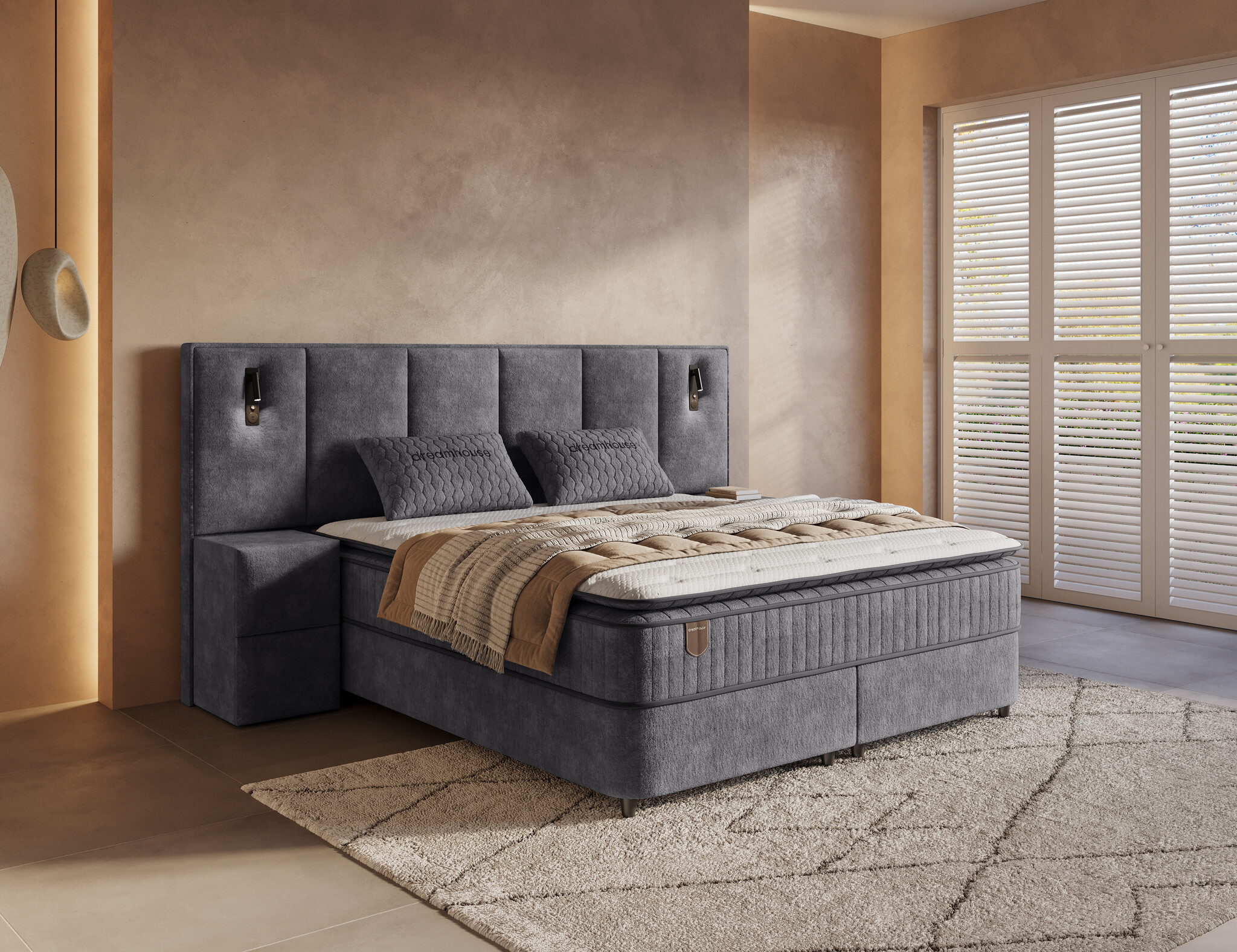 Dreamhouse Opbergboxspring Cresta XL incl. 2 nachtkasten- antraciet