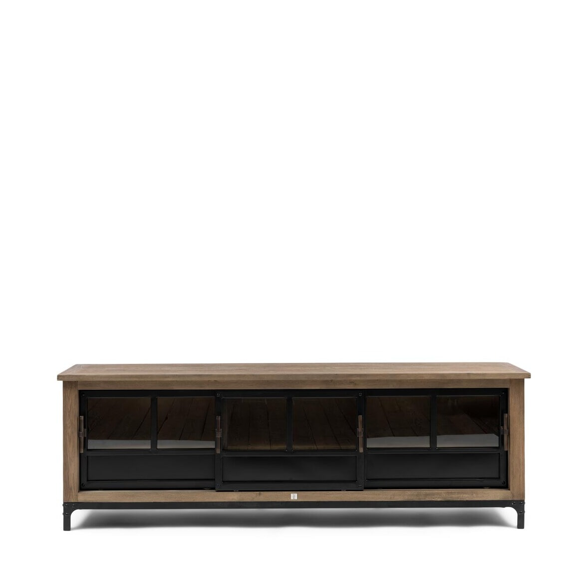 Rivièra Maison TV-meubel The Hoxton Essenhout en Glas, 190cm - Black