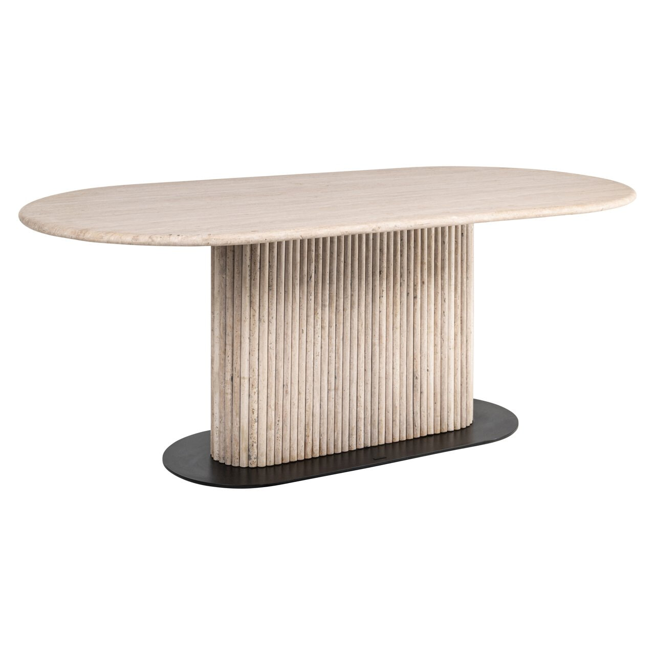 Richmond Interiors Richmond Deens Ovale Eettafel La Cantera Travertin, 200 x 100cm - Beige