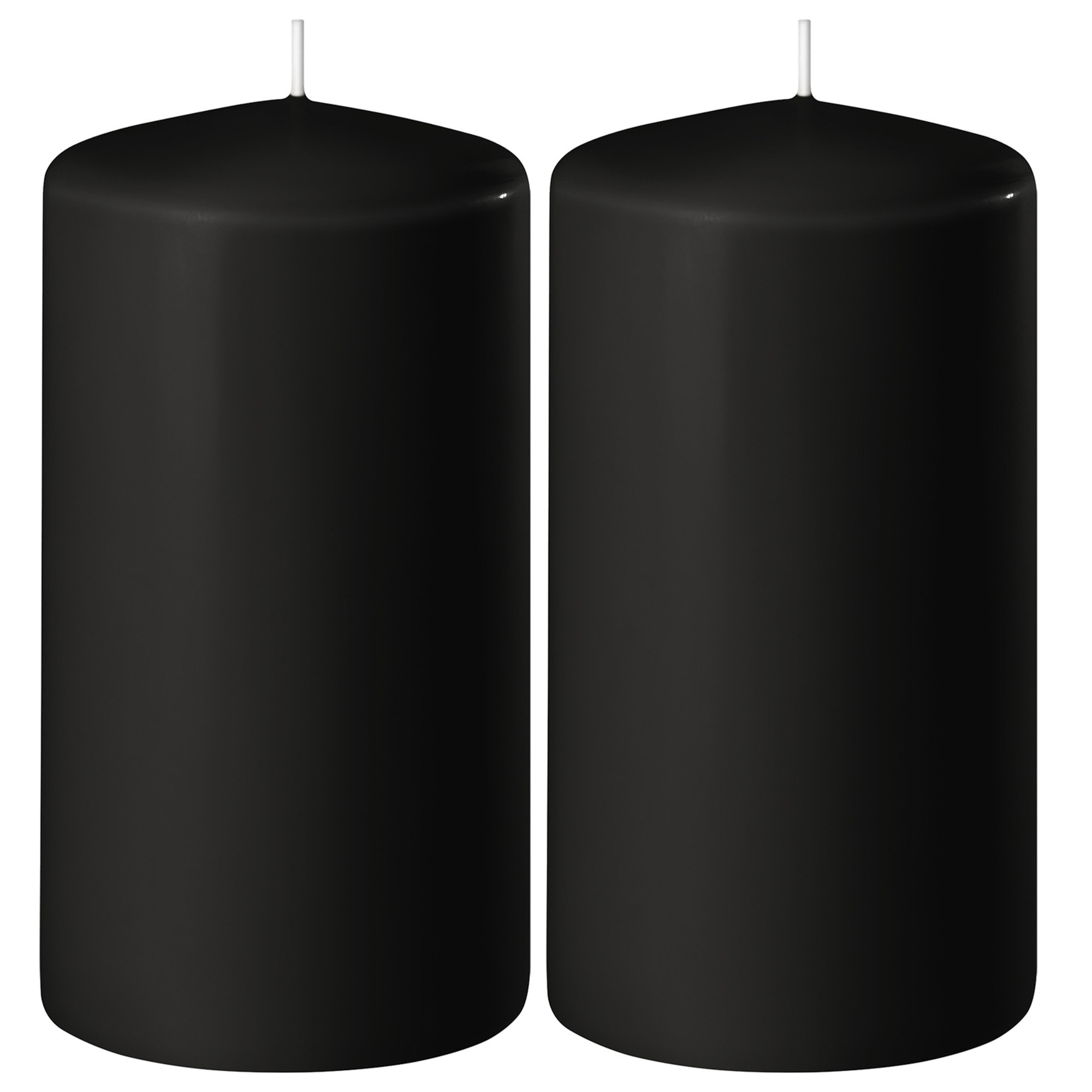 Enlightening Candles Cilinder/stompkaars - 2x - zwart - D8 x H12 cm - 45 branduur -