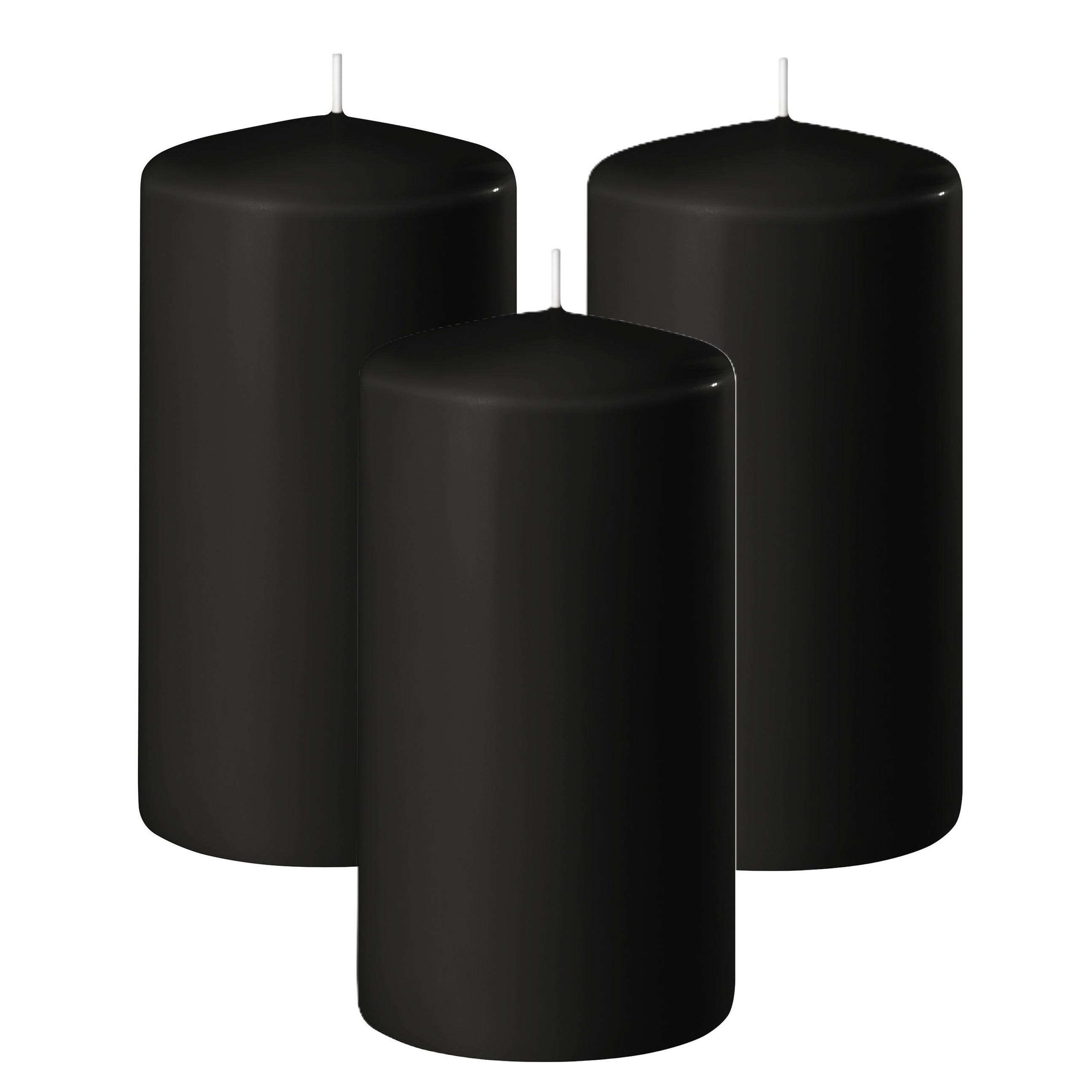 Enlightening Candles Cilinder/stompkaars - 3x - zwart - D6 x H10 cm - branduur -