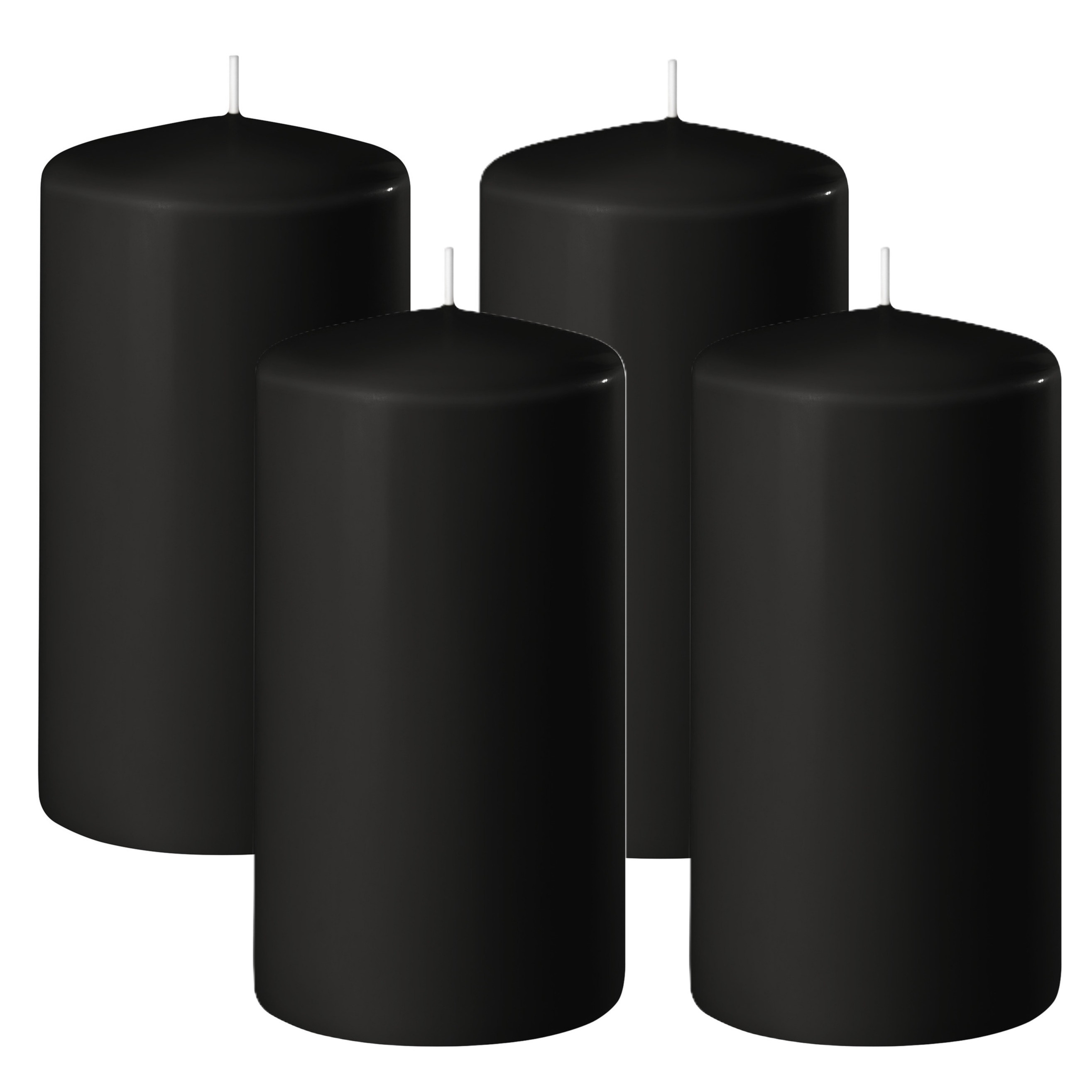 Enlightening Candles Cilinder/stompkaars - 4x - zwart - D8 x H12 cm - 45 branduur -