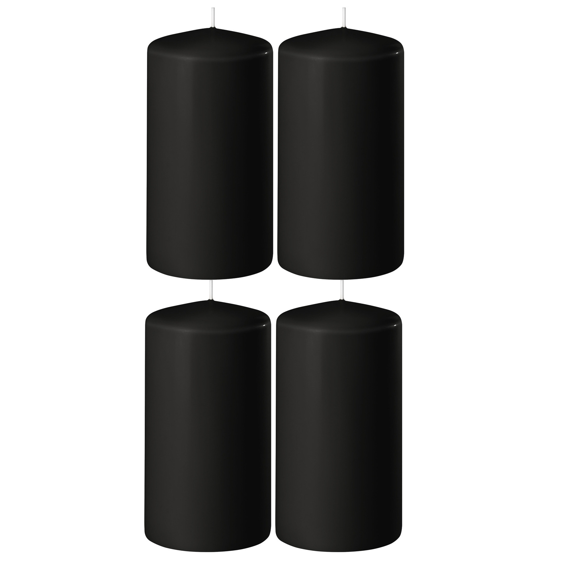 Enlightening Candles 4x Zwarte cilinderkaarsen/stompkaarsen 6 x 10 cm branduren -