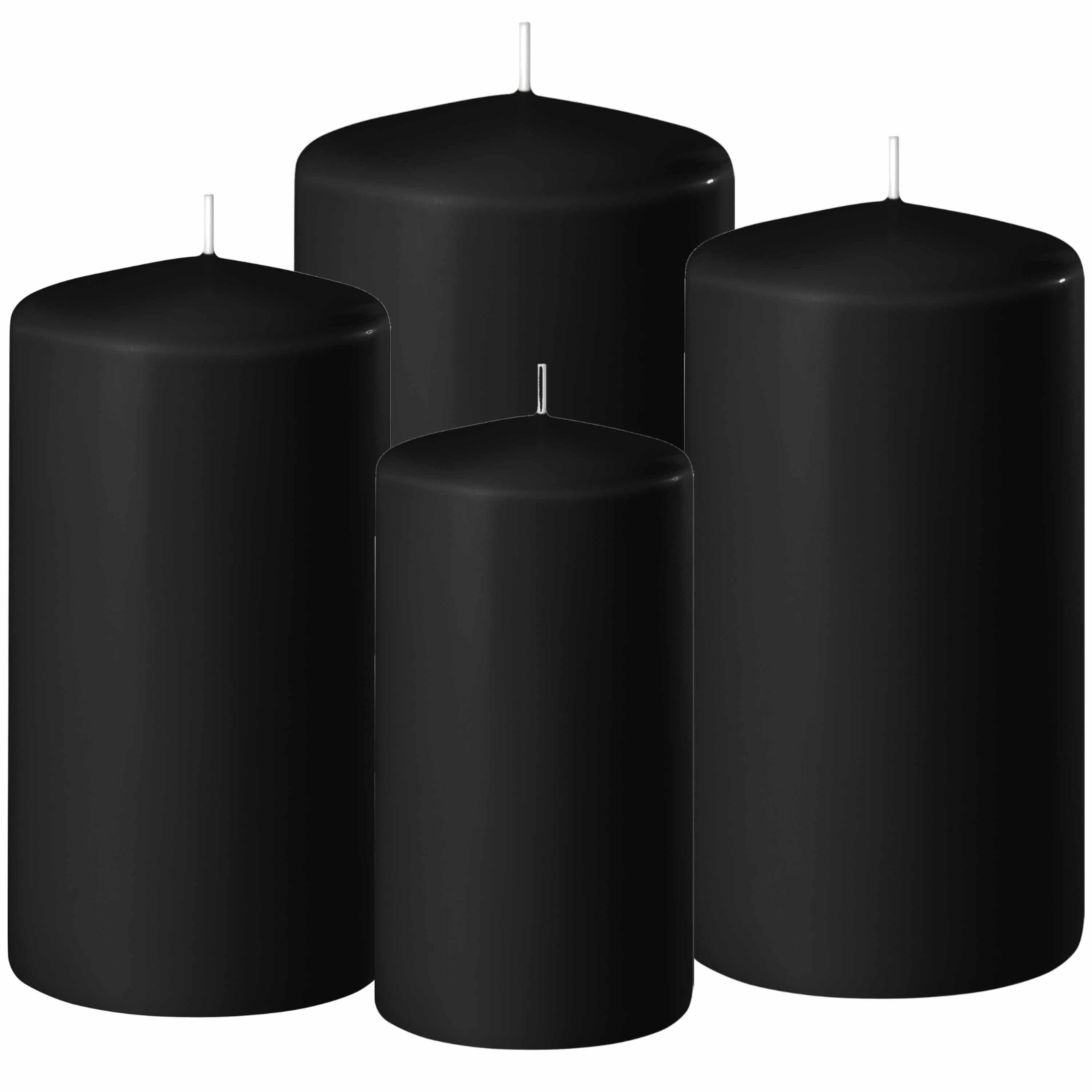 Enlightening Candles 4x stuks zwarte stompkaarsen 8-10-12-15 cm -