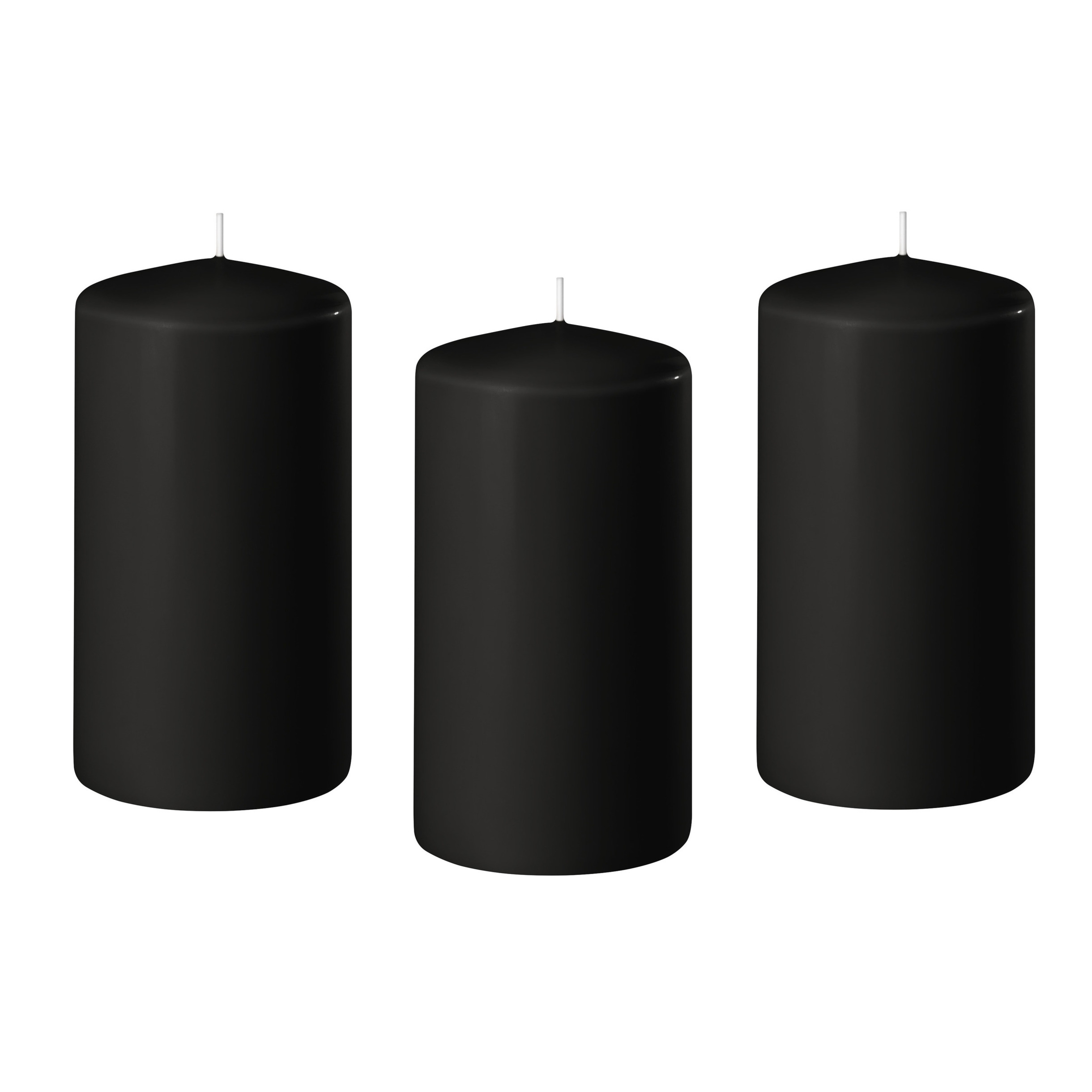 Enlightening Candles 8x Zwarte cilinderkaarsen/stompkaarsen 6 x 10 cm branduren -