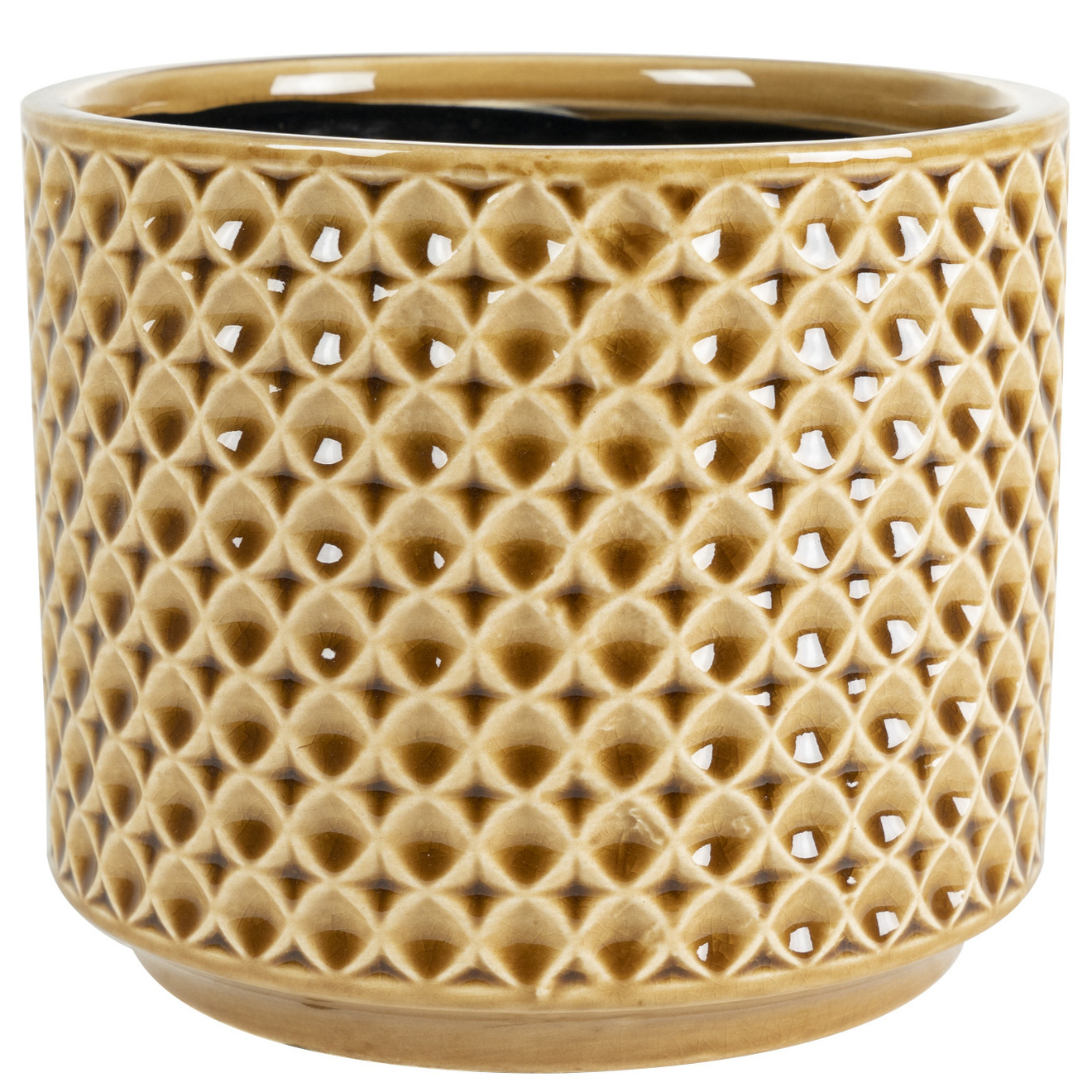 Ter Steege Plantenpot/bloempot Cairo - keramiek - mosterd geel - Oosters motief - D13 x H13 cm -