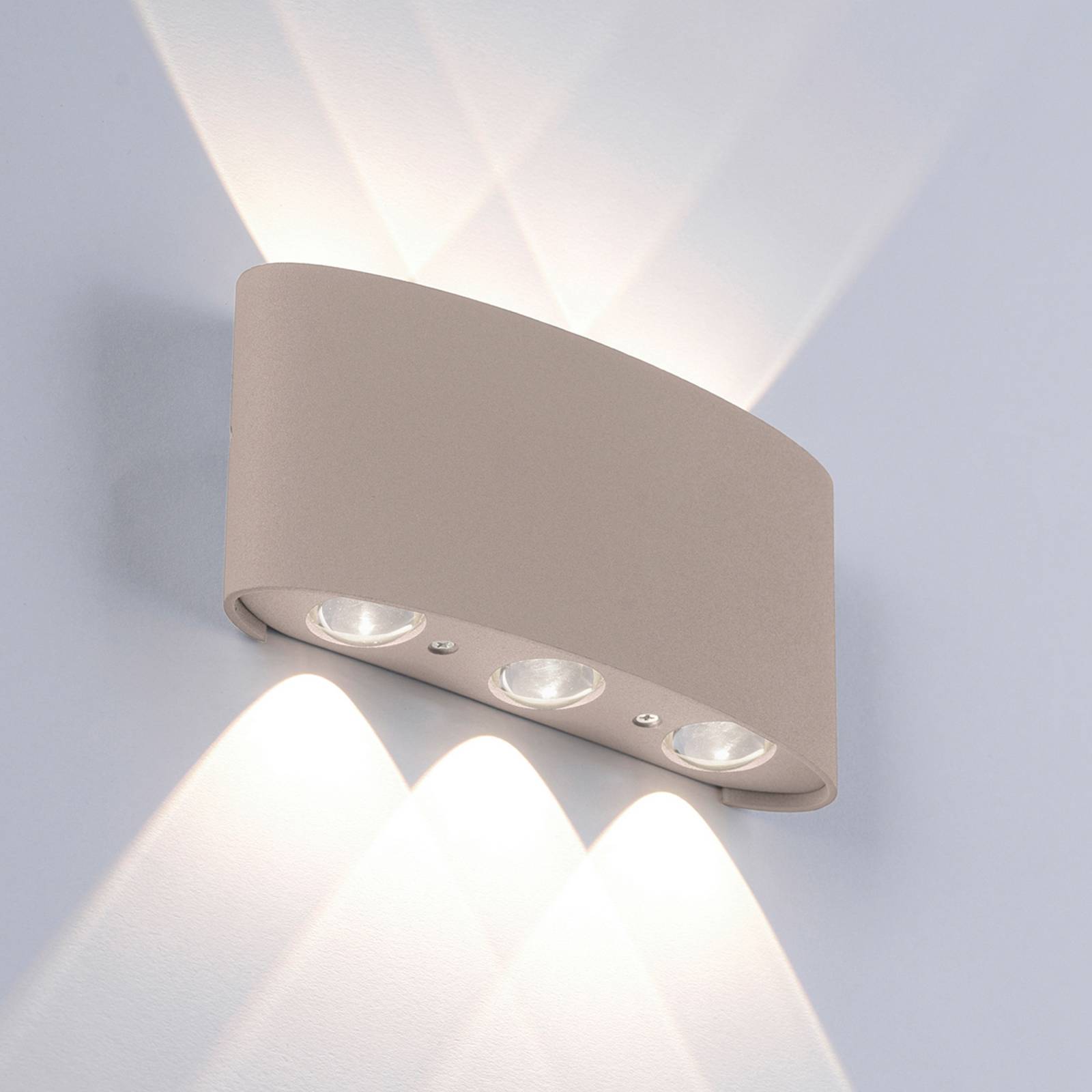 PAUL NEUHAUS LED buiten wandlamp Carlo, 17 cm, zandkleurig
