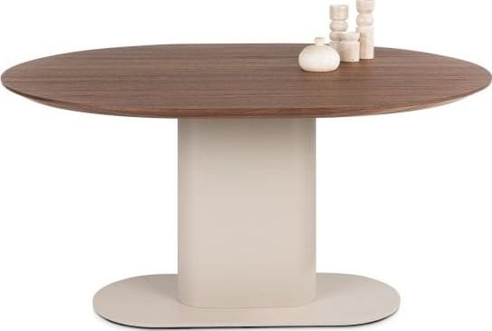 Brianza eetkamertafel 150 x 120 cm - walnoot fineer - creme