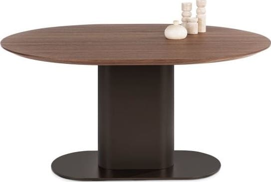 Brianza eetkamertafel 150 x 120 cm - walnoot fineer - steel brown
