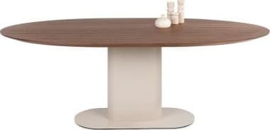 Brianza eetkamertafel 210 x 100 cm - walnoot fineer - creme