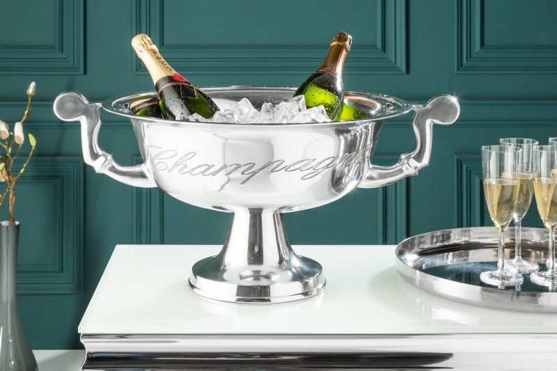 Invicta Interior Elegant design champagnekoeler CHAMPAGNE 40cm gepolijst zilveren flessenkoeler - 36380