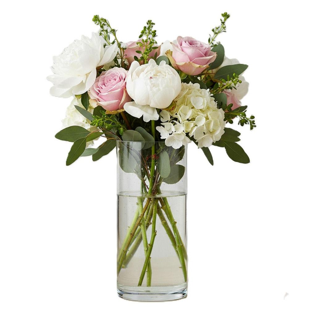 Sandra Rich Bloemenvaas - glas - cilinder - 12 x 30 cm - transparant - ronde buis vaas -