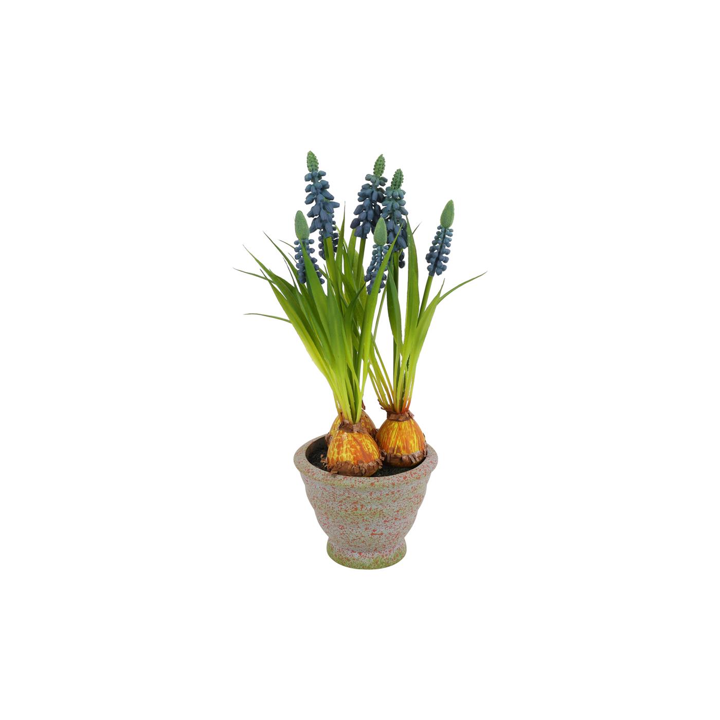 Countryfield Kunstbloem in pot Muscari wit H28cm