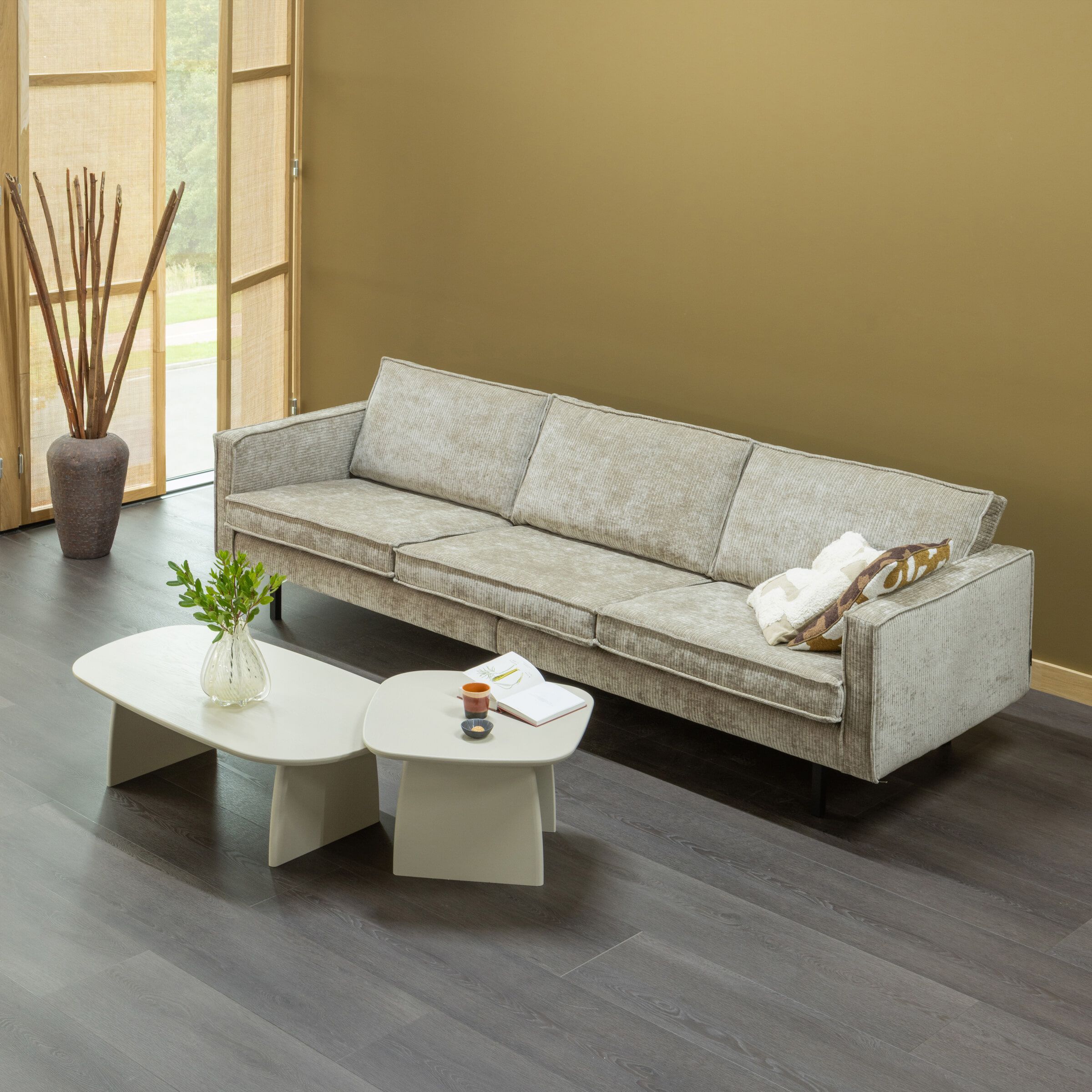 WOOOD 3-zits Bank Rodeo Ribstof - Donker Zand