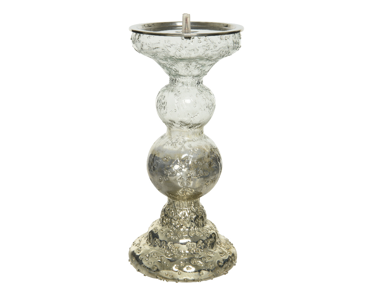 Decoris Kandelaar glas l10b10h20cm gd/hldr - 