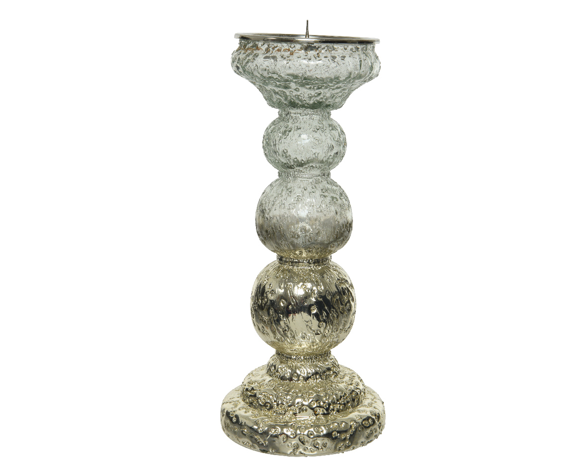 Decoris Kandelaar glas l11b11h27cm gd/hldr - 