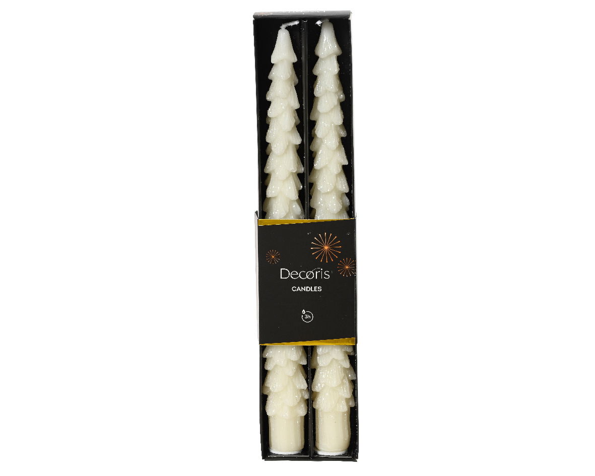 Decoris Dinerkaars wax d2.2h25 cm wolwit 2st kerst - 