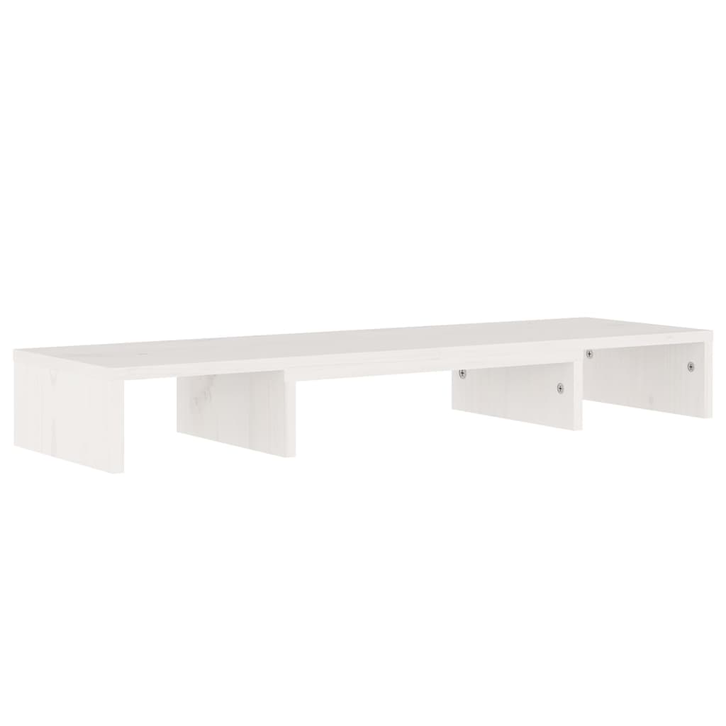 vidaXL Monitorstandaard 80x24x10,5 cm massief grenenhout wit