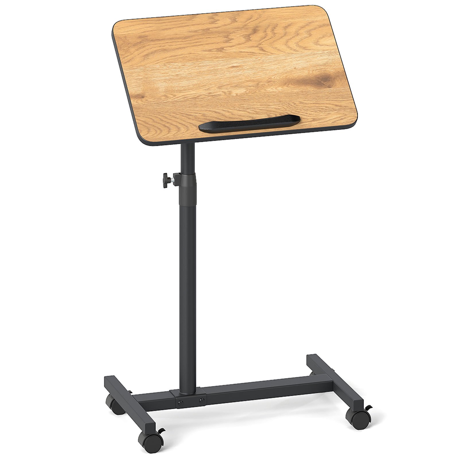 Costway Verstelbare Bedtafel op Wielen met Kantelbare en 360° Draaibare Tafelblad Verzorgingstafel Natuur