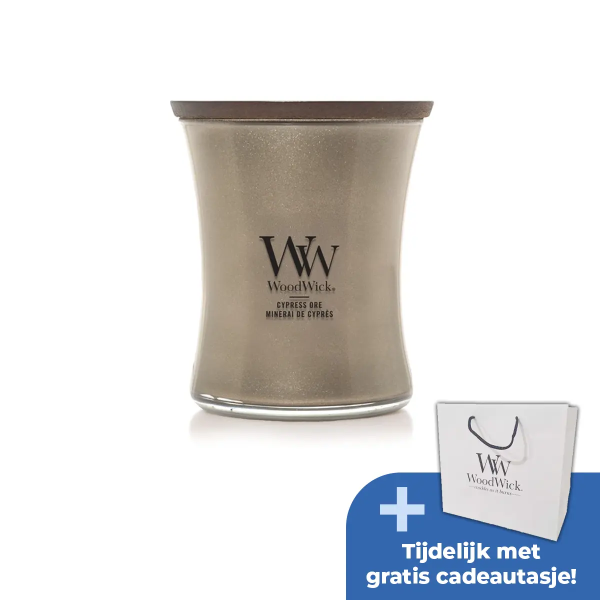 Woodwick WW Cypress Ore Medium Candle - Warm Nickel