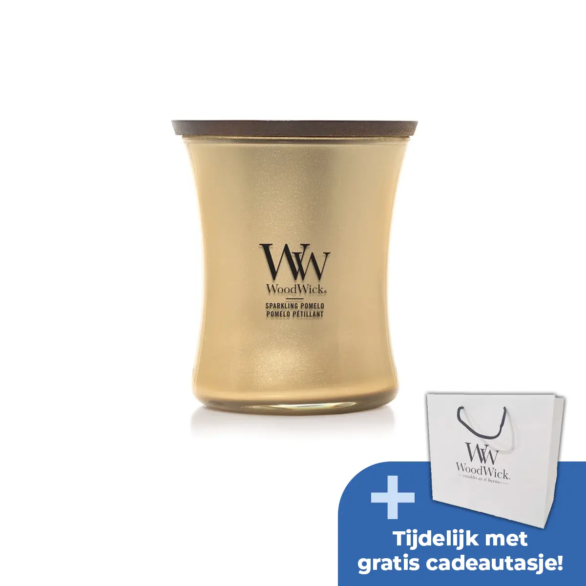 Woodwick WW Sparkling Pomelo Medium Candle - Champagne